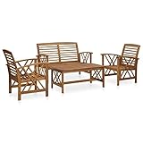 Möbel, Gartenmöbel, Gartenmöbel-Set, 4-teiliges Gartenlounge Set aus massivem Akazienholz