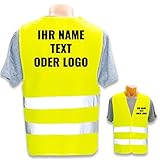 Personalisierte Warnweste nach ISO 471 für Privat und Gewerbe * eigenes Logo Name Bild * Klasse 2/2 Sicherheitsweste, Farbe Warnweste:Gelb