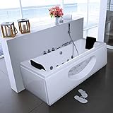 HOME DELUXE - Whirlpool - Laguna M - Weiß, Maße: 180 x 90 x 55 cm - inkl. Radio, Heizung und Lichttherapie I Eckwanne für 2 Personen, Indoor Jacuzzi