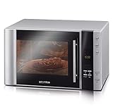 SEVERIN 3-in-1 Mikrowelle mit Grill und Heißluftfunktion, Minibackofen mit 10 Automatik-Programmen, multifunktionale Mikrowelle mit Drehteller und Grillrost, silber/schwarz, MW 7825