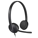 Logitech H340 Kopfhörer mit Mikrofon, Stereo-Headset, Verstellbares Mikrofon mit Rauschunterdrückung, Schwenkbare Ohrpolster, USB-Anschluss, 1.8m Kabel, PC/Mac/Laptop - Schwarz