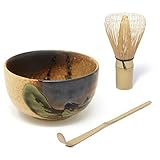 Japanisches Matcha Set - Original japanische Matcha Schale - 400 ml PLUS Matcha Besen Chasen - Matchabesen PLUS Matcha Bambuslöffel Chashaku von Quertee