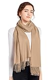 ELF KUCKUCK Schal Damen Winter Baumwolle Winterschal Pashmina Halstuch, Beige