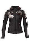 Damen Motorradjacke mit Protektoren, Braun, Große : S