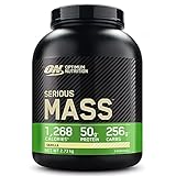 Optimum Nutrition ON Serious Mass Hochkalorisches Weight Gainer Protein Pulver mit Kohlenhydrate, Whey Protein, Vitaminen, Kreatin und Glutamin, Vanilla, 8 Portionen, 2,73kg