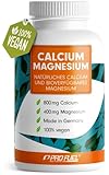 Calcium & Magnesium 120 Kapseln, vegan & hochdosiert mit 800mg Calcium + 400mg Magnesium pro Tag - hohe Bioverfügbarkeit durch natürliches Calcium aus Rotalgen und Magnesium-Citrat - Made in Germany