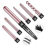 NWOUIIAY Lockenstab Set 6 in 1 Lockenstäbe Keramikbeschichtung Lockenwickler Einstellbare Temperatur Lockenwickler mit LCD Display für alle Frisuren Lockenstyling