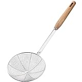 Spinnensieb Skimmer,AOOSY Sieb 5,5 Zoll Spinnensieb mit Holzgriff, Pastasieb Schlitzlöffel Edelstahl Drahtskimmer Schöpfkellensieb zum Kochen in der Küche Braten von Speisen