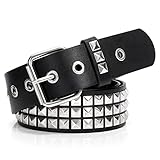 WHIPPY Nietengürtel Leder Metall Punk Rock Nietengürtel für Damen/Herren Punk-Ledergürtel Gotischer Gürtel Zubehör für Jeanshosen,M