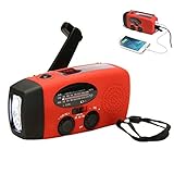 POXIAO Wind-Up-Solarradio, Not-Radio-Kurbel-Radio mit Taschenlampe, wiederaufladbares USB-Telefon-Ladegerät für Camping, Wandern