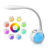 WILIT LED Schreibtischlampe Farbwechsel T3 5W, Tischlampe Kinder Jungen Mädchen, Nachttischlampe Touch Dimmbar mit 3 Helligkeitsstufen, Weiß