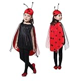 GREAHWD Marienkäfer Kostüm für Mädchen, Halloween Karneval Maskerade Fantasy Kostüm Set 3-8 Jahre alt tolles Geschenk für Kinder (S)