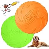 WELLXUNK Hunde Frisbees, Hund Scheibe, 2 Stück hundespielzeug Frisbee, Gummi Frisbee, für Land und Wasser, Hundetraining, Werfen, Fangen & Spielen(Grün + Orange)