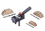 kwb Dübelprofi / Dübellehre, Komplett-Set inkl. CV Holzbohrer und Holz-Dübel, Universal-Bohrhilfe für gerade Bohrungen von Ø 3 3.3, 4 4.2, 5 6 6.8, 8 10 12 mm