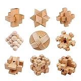 9 Stück 3D Holzwürfel Puzzle - Brain Teaser Puzzle Denkspiel | Luban Kongming Lock Knobelspiel | Logikspiel Im Holzrahmen Für Kinder Jugendliche Erwachsene | IQ Testspielzeug