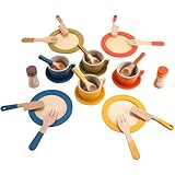 Halinuia Kinderküche Zubehör Holz 26 Teiliges Teeservice Kinder Kinderküche Geschirr Spielküche Zubehör Teeparty Spielküche Rollenspiele Geschenk für Mädchen Jungen