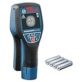 Bosch Professional Ortungsgerät D-tect 120 (4 x AA Batterien, max. Ortungstiefe für Kunststoffrohre/Holzunterkonstruktion/spannungsführende Leitungen/Eisenmetalle: 60/38/60/120/120 mm)