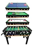 Izzy Tischkicker Multigame Spieletisch 4 in 1, inkl. komplettem Zubehör, Spieltisch mit Kickertisch, Billardtisch, Tischtennis, Speed Hockey und Tischtennis