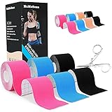 3 Rollen Kinesiotapes (5m*5cm), Physio-Tape,wasserfestes & elastisches Kinesiologie Tape, hautfreundlich Kinesio Tapes für den Sport, für Knie, Schulter und Ellenbogen, Muskelstraffende Bänder