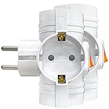 Steckdosen Adapter, 2PCS Wandplatte Steckdose, Mehrfachstecker 3 Fach, 3 in 1 AC 250V/16A Doppelstecker, Deutsch Konverter , Tragbare Praktisch Stecker für Büro, zu Hause, Reisen, Weiß