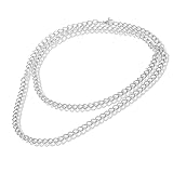 Made by Nami Herren Halskette aus Edelstahl - Massive 60 cm Silber-Kette - Cuban Glieder-Halskette - Handmade Herren-Kette - Doppel Panzer-Kette - Geschenk für Männer (Silber 4mm)