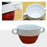 DRULINE 6er Set Suppentassen Suppentasse Suppenterrine aus Keramik Rot 8 cm Ø 13 cm