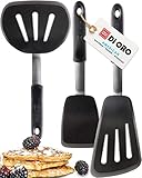 DI ORO® - Chef Serie Silikon Pfannenwender - 315 °C hitzebeständiger flexibler Spatel aus Silikon und Edelstahl - Das beste Silikon Pfannenwender - Perfekt für Omelettes und Hamburger (3-Teiliges Set)