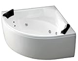 XXL Whirlpool Badewanne Paris MADE IN GERMANY mit 8 Massage Düsen LED Beleuchtung Licht 155 x 155 cm Luxus Eckwanne Spa runde Eckbadewanne innen günstig (Ohne Armaturen)