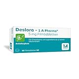 Deslora - 1 A Pharma, 5 mg Filmtabletten mit Desloratadin (50 Stck.): Das beliebte Antiallergikum ohne Rezept.