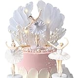 Ballerina Tortendeko Dekoration, Ballerina-Kuchenaufsatz,Figuren Ballerina Tortendeko Tanzende Deko Kuchen Topper,Weihnachten Party Krone Engelsflügel Geburtstagstorten-Dekoration ,5 Stück