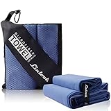 Microfaser Handtücher Set (160x80cm Groß Badetuch + 80x40cm Klein Handtuch) - Fitness Handtuch Fitnessstudio Sporthandtuch - Schnelltrocknend Kompakt Reisehandtuch Strandtuch (Navy blau)