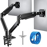 HUANUO Monitor Halterung 2 Monitore 12 KG pro Arm, Dual Monitor Arm Gasdruckfeder Arm für 15-35 Zoll LED-LCD-Bildschirme, Monitorständer VESA 75/100 mm C-Klemme und Tüllenbefestigung