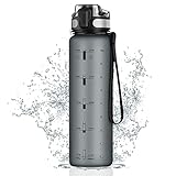 Bobicon Trinkflasche Sport 1L, Wasserflasche aus Tritan BPA-Frei Ungiftige Kunststoff, Auslaufsicher Sportflasche für Gym, Yoga, Outdoor, Camping