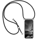 Handykette Handyhülle für Samsung Galaxy S7 mit Band - Handy-Kette Handy Hülle mit Kordel zum Umhängen Handyanhänger Halsband Lanyard Case-Schwarz