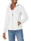 Amazon Essentials Damen Langärmelige Jacke aus Weichem Polarfleece mit durchgängigem Reißverschluss, Klassischer Schnitt, Hellgrau Meliert, L