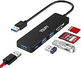 TSUPY USB Hub 3.0 5 in 1, USB Adapter USB Verlängerung 3 USB 3.0 + Micro SD Kartenleser + SD Kartenleser USB verteiler für USB Stick Speicherkarte Micro sd usw.