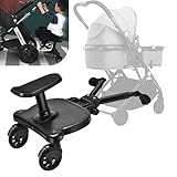 Vihir Buggy Board Trittbrett Mitfahrbrett universal passend für alle Kinderwagen geeignet für 2-5 Jahre alte Kinder, mit einer maximalen Belastung von 60 Pfund, Mit 2 Kinderwagenhaken