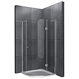 Alpenberger Echtglas Viertelkreis Antikalk Dusche 90 x 90 x 200 cm | Radius 550 mm | 1- Türig Runddusche aus 6 mm ESG (Einscheibensicherheitsglas) & TÜV geprüft | Platzsparende Ecklösüng