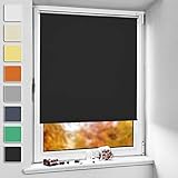 NoCon Verdunklungsrollo Klemmfix ohne Bohren & mit Bohren ● Schwarz 40x150cm (BxH) ● Thermorollo Klemmrollo Fensterrollo Sonnenschutz Sichtschutz, Rollos für Fenster und Tür