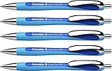 Schneider 132503 Slider Rave XB Kugelschreiber (Strichstärke: XB, dokumentenechte Mine, Made in Germany) 5 Stück, Schreibfarbe: blau