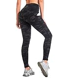 CAMBIVO Leggings Damen High Waist Camouflage, Sportleggins Damen Lang mit Handytasche, Atmungsaktiv & Blickdicht für Fitness, Yoga, Training, Casual