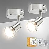 Bojim 2 Stücke Deckenstrahler 1 Flammig LED, Wandstrahler innen, Strahler Deckenleuchte (inkl. 2 x 6W GU10 LED Leuchtmittel, 550LM, Warmweiß 2700K), Deckenspot I Wandlampe für Wohnzimmer, Küche