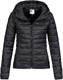 ONLY Damen Leichte Steppjacke ONLTAHOE Wattierte Herbst Frühling Übergangsjacke mit Kapuze & Reißverschluss, Farben:Schwarz, Größe:M