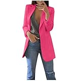 Dasongff Damen Blazer Neue Frühlings Anzüge Freizeit Elegant Kurzblazer Parka Workwear Langarm Blazer Sakko Einfarbig Slim Fit Business Trenchcoat Revers Outwear Geschäft Büro Jacke Anzug Kurz Mantel