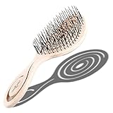 Chiara Ambra Bio Haarbürste, Haarbürste ohne Ziepen, Entwirrbürste geeignet für Locken & lange Haare von Damen,Herren & Kinder, Kopfhaut Massagebürste, klimaneutrale Bürste, Beige