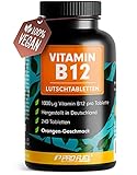 Vitamin B12 Lutschtabletten 240x ORANGE - 1000µg (mcg) aktives Methylcobalamin B12 - leckerer Geschmack - vegan & hochdosiert - vegane Tabletten zum Lutschen - Ohne Zuckerzusatz - mit Xylit gesüßt