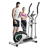 Dripex Crosstrainer für Zuhause, Ultraleises Ellipsentrainer mit 8 Magnet Widerstandsstufen, 6 kg Schwungrad, Pulsfrequenz-Griffen, Tablethalterung, LCD Monitor, bis 120kg Kapazität Gewicht