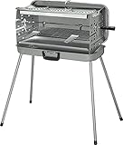 BERGER Klappbar Gasgrill Camping mit rostfreier Kochplatte aus Edelstahl │ Gasgrill 3 Brenner 50 mbar 3 Kochstellen 5,3 kW inkl. Grillspieß │ Klappbarer gasgrill Camping Gasgrill im Koffer