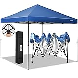 cobizi Pavillon 3x3m Faltbar Wasserdicht Faltpavillon UPF 50+ Pop Up Gartenpavillon One Push Gartenzelt Outdoor Partyzelt 210D Oxford Faltzelt mit Rolltragetasche, für Camping, Strände, Festival, Blau