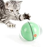 WWVVPET Interaktives Katzenspielzeug Ball mit LED-Licht, 360° Selbstdrehender Ball, USB Wiederaufladbares Elektrisch Katzenspielzeug,Stimulierung Jagdtriebs Lustiges Jäger Spielzeug Katzenball (Grün)